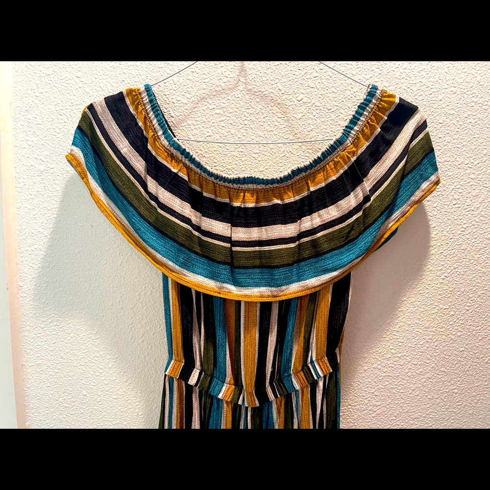 Stella Multicolored striped off the shoulder jumpsuit